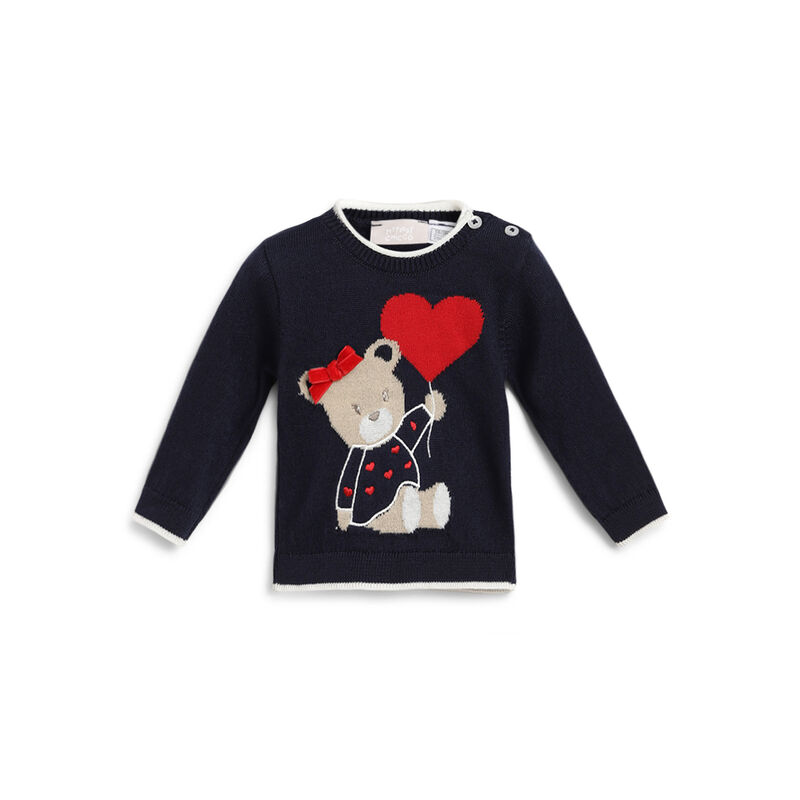 Girls Dark Blue Embellished Pullover image number 0